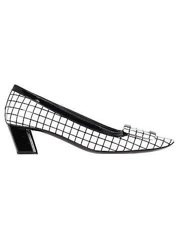 Roger Vivier Roger Vivier Belle Vivier Graphic Grid Pumps in White Leather (view 1)