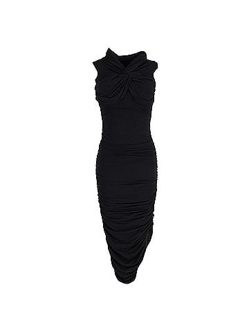 Khaite Khaite Spence Midi Draped Dress in Black Cotton (view 1)