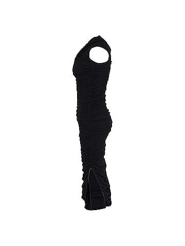 Khaite Khaite Spence Midi Draped Dress in Black Cotton (view 2)