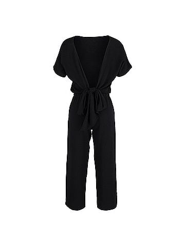 Vanessa Bruno Vanessa Bruno Bow Detail Back Jumpsuit in Black Cotton (view 1)