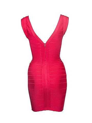 Herve Leger Herve Leger, Fuchsia Zoe body con stretch dress (view 2)