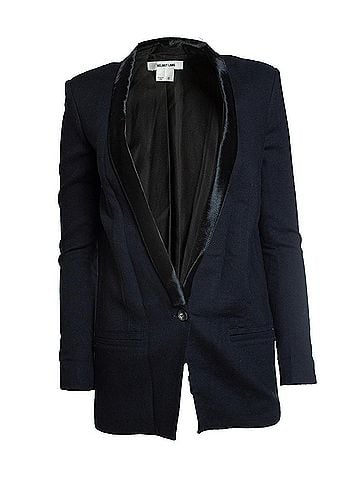 Helmut Lang Helmut Lang, Blue blazer with ponyskin revert (view 1)