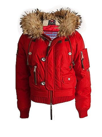 Dsquared2 Dsquared2, red bomber parka with fur collar. (view 1)