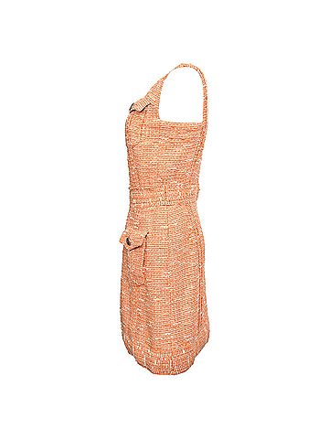 Chanel Chanel Tweed Pockets Accent Mini Dress in Orange Polyester (view 2)