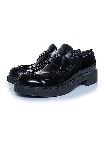 Prada Prada, black high shine leather loafers (view 1)