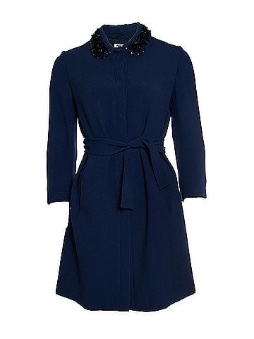 Miu Miu Miu Miu, blue jacket with belt and sequinned collar (view 1)