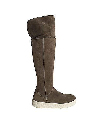 Moncler Moncler Knee Shearling Lined Boots in Grey Suede (view 1)