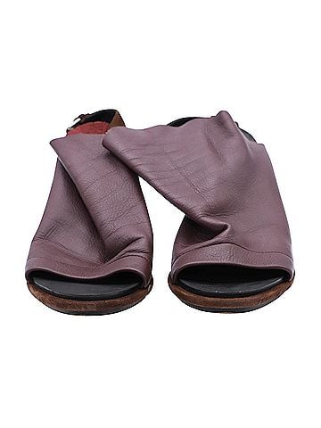 Balenciaga Balenciaga Open Toe Slingback Mules in Burgundy Leather (view 2)