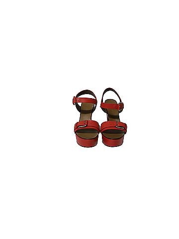 MARNI Marni Buckle Platform Sandals in Coral Leather (view 2)