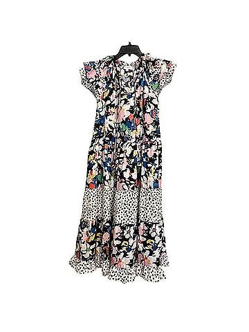 Umgee Maxi Dress With Layered Ruffle Sleeves Adjustable Front Tie Casual Dress (view 1)
