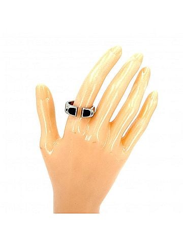 Hermès Hermes Men's Etrier Ring, Accessory, Jewelry, Small Item, Stainless Steel, Approx. Silver/Navy, 9.4g (view 2)