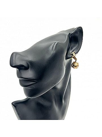 Chanel Chanel Earrings for Women, Coco Mark Swing, Vintage, CHANEL GP Rhinestone, 03P Gold, Approx. 14.9g, 2003 (view 2)