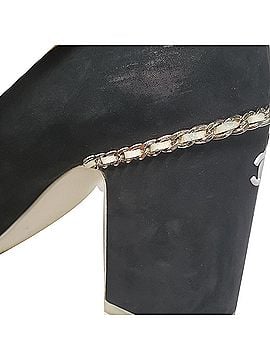 Chanel Chanel Chain Accent Cap-Toe Pumps in Black Suede (view 2)