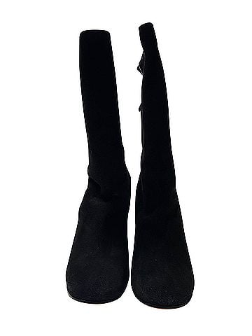 Givenchy Givenchy Round Toe Curved Calf Length Boots in Black Suede (view 2)