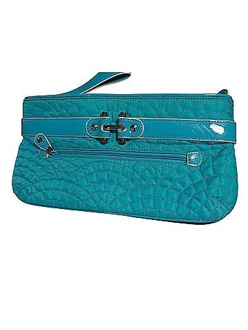 Vera Bradley Turquoise Quilted + Patent Trim Wristlet Clutch Clutch (view 1)