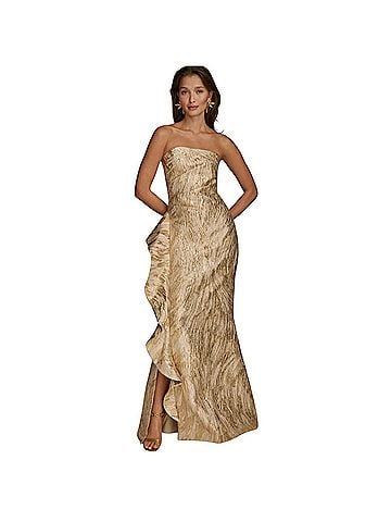 Donna Karan New York Strapless Brocade Ruffle Cocktail Dress (view 1)
