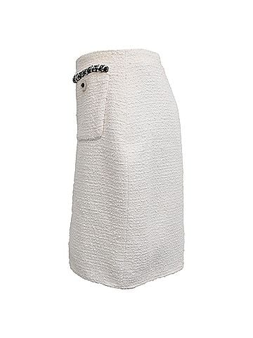 Chanel Chanel Tweed Mini Pencil Skirt in White Cotton (view 2)