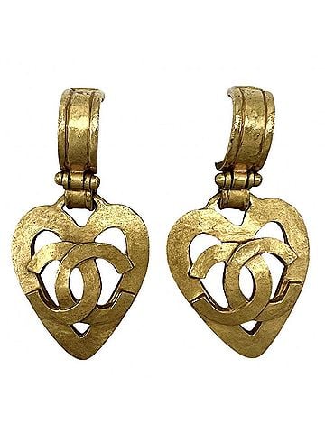Chanel Chanel Earrings for Women, Vintage Accessory, Coco Mark, Heart, CHANEL GP 95P Gold, Approx. 26.8g, 1995 (view 1)