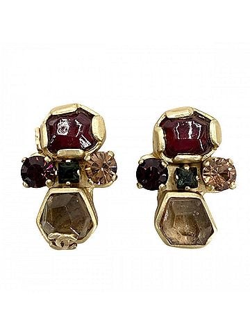 Chanel Chanel Earrings for Women, Gripoix Coco Mark Vintage Accessory, CHANEL GP Color Stone 01A Gold Multicolor, Approx. 19.4g, 2001 (view 1)