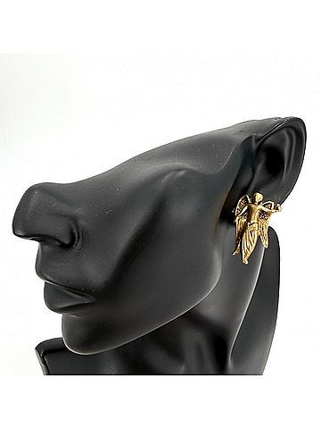 Chanel Chanel earrings for women, angel motif, vintage style, CHANEL GP gold, approximately 14.7g (view 2)