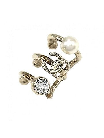Chanel Chanel Earrings for Women, Ear Cuff, Coco Mark Design, CHANEL GP Faux Pearl, Rhinestone, B22C, Gold Hardware, Approx. 3.9g (view 1)
