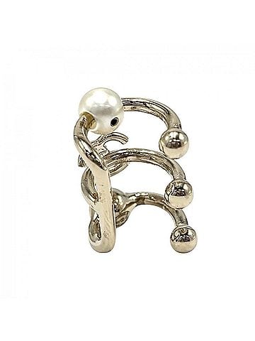 Chanel Chanel Earrings for Women, Ear Cuff, Coco Mark Design, CHANEL GP Faux Pearl, Rhinestone, B22C, Gold Hardware, Approx. 3.9g (view 2)
