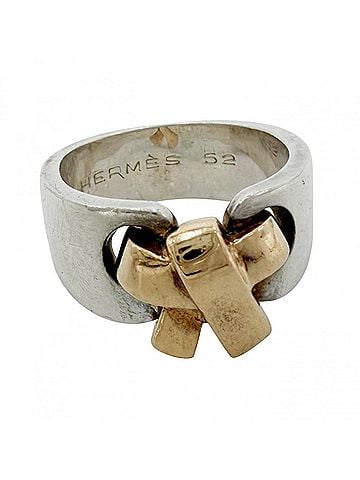 Hermès Hermes Women's Ribbon Russet Ring, Vintage Jewelry, 18K Gold, HERMES Sterling Silver 925, Approx. 7.8g (view 1)