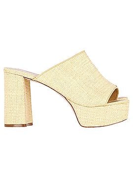 Porte & Paire Porte &amp; Paire Weaved Platform Mule Sandals in Yellow Vegetable Fiber (view 1)