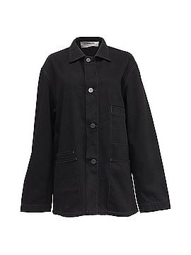 Christophe Lemaire Lemaire Buttoned Workwear Jacket with Pockets in Black Cotton Denim (view 1)