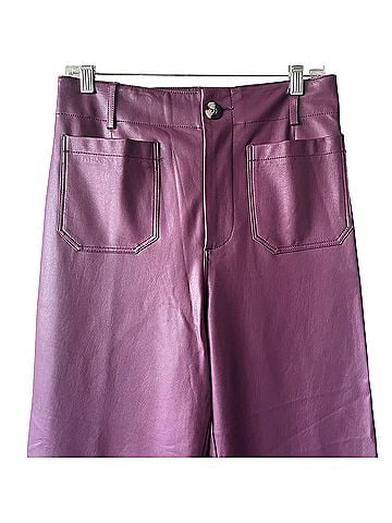 Maeve Colette Wide Leg Cropped Faux Leather Pants (view 2)