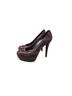 Stuart Weitzman 100% Leather Snake Print Red Black Heels Size 6 1/2 - photo 6