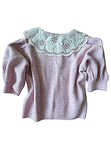 Anthropologie English Factory Puff Sleeve Peter Pan Collar Cardigan Cardigan (view 2)