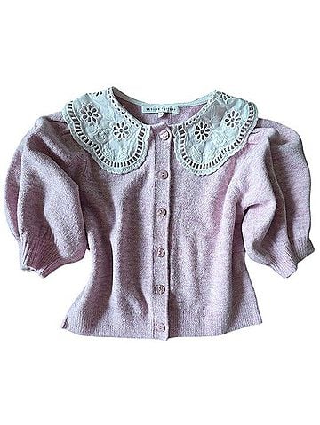 Anthropologie English Factory Puff Sleeve Peter Pan Collar Cardigan Cardigan (view 1)