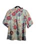THML 100% Polyester Floral Green Blue Short Sleeve Blouse Size S - photo 1