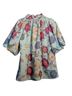 THML 100% Polyester Floral Green Blue Short Sleeve Blouse Size S - photo 2