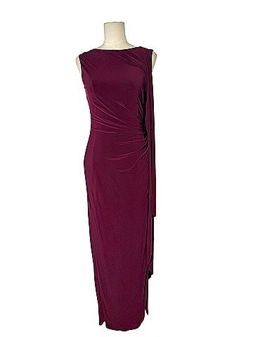 Betsy & Adam Ruched Maxi Long Gown Cocktail Dress (view 1)