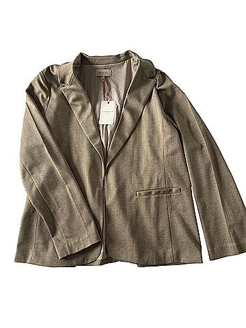 Skies Are Blue Beige Textured Single-Breasted Blazer Jacket (view 1)