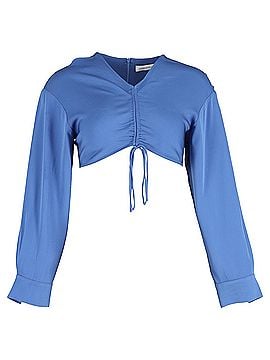 Christopher Esber Christopher Esber Long Sleeve Cropped Top in Blue Polyester (view 1)