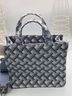 Urban Expressions 100% Leather Solid Blue White Leather Tote One size - photo 3
