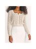 LoveShackFancy Hearts Solid Ivory White Cardigan Size XS - photo 8