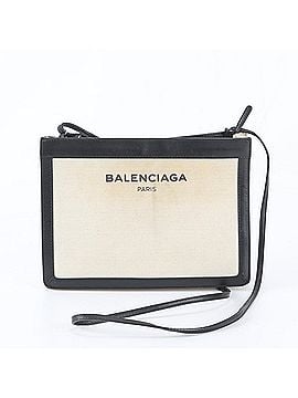 Balenciaga Balenciaga Navy Pochette 339937 Leather Canvas Shoulder Bag Crossbody Women's (view 1)
