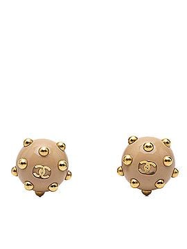 Chanel Chanel Coco Mark Vintage Earrings 00A Gold Beige Plated Women's CHANEL (view 1)