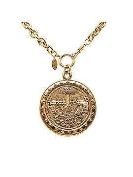 Chanel Chanel Coco Mark Palm Tree Lion Medal Chain Necklace Pendant Gold Plated Women's CHANEL (view 1)