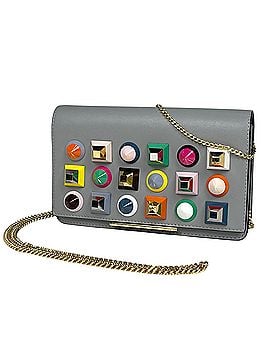 Fendi Fendi Studded Chain Wallet Rainbow Multi Shoulder Bag Leather Gray Multicolor 8M0346 Women's (view 1)