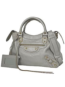 Balenciaga Balenciaga Classic Metallic Edge City 2-Way Leather Bag, Grey, 390149, Women's (view 1)