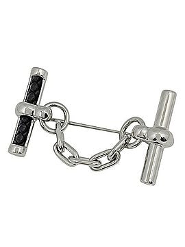 Hermès Hermes Flibustier Brooch, Metal, Veau Swift Leather, Silver, Black, Women's (view 1)
