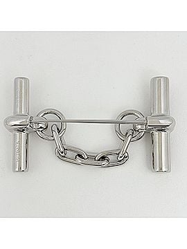Hermès Hermes Flibustier Brooch, Metal, Veau Swift Leather, Silver, Black, Women's (view 2)