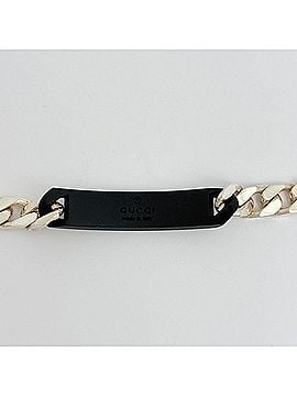 Gucci Gucci logo bracelet plate, sterling silver (925), silver, black, women's. (view 2)