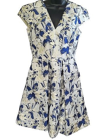 Vince Camuto Floral Fit &amp; Flare Dress Casual Dress (view 1)