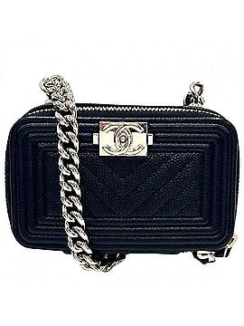 Chanel Chanel shoulder bag for women, Boy coin purse, mini chain bag, cross-body pouch, Coco mark, handbag, CHANEL caviar leather, black, gold hardware. (view 1)